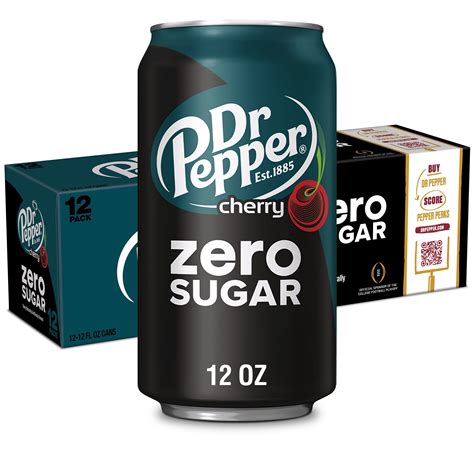 Dr Pepper Cherry Zero Sugar Soda, 12 fl oz cans, 12 pack