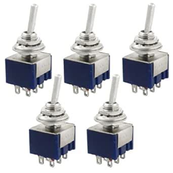 Alcoa Prime5 Pcs AC 125V 6A Amps ON/OFF/ON 3 Position DPDT Toggle ...