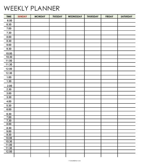 Free Printable Weekly Planner Templates - CalendarKart