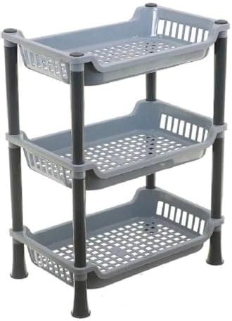 SAURA - 3 Shelf Multipurpose Storage Rack, Grey : Amazon.in: Home & Kitchen