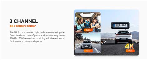 Vantrue N4 Pro 3 Channel 4K WiFi Dash Cam, STARVIS 2 IMX678 x PlatePix ...
