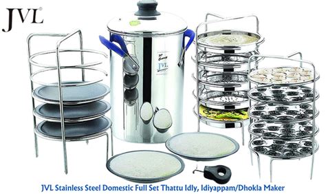 JVL Stainless Steel Full Set Thattu Idly, Idiyappam / Idla / Steamer ...