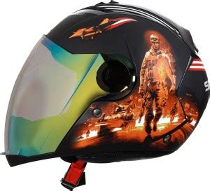 Steelbird SBA-2 Seal Matt Black Orange With Night Vision Gold Visor ...