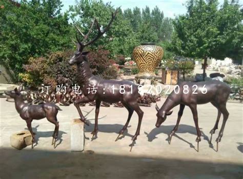玻璃钢仿铜梅花鹿 公园动物雕塑 - 卓景雕塑公司