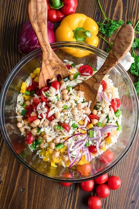 Summer Orzo Salad with Chickpeas and Feta - Peas and Crayons