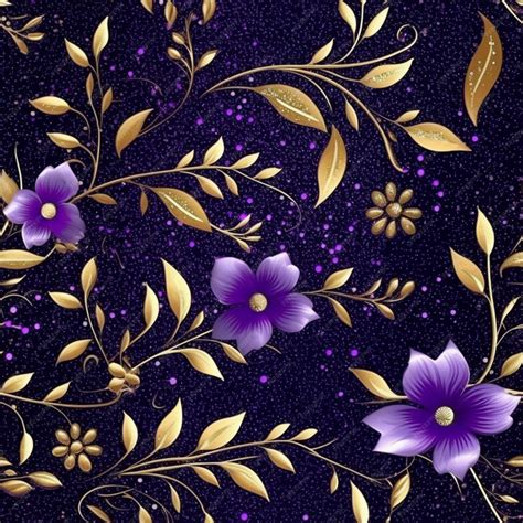 Premium AI Image | Purple and gold flowers on a black background ...