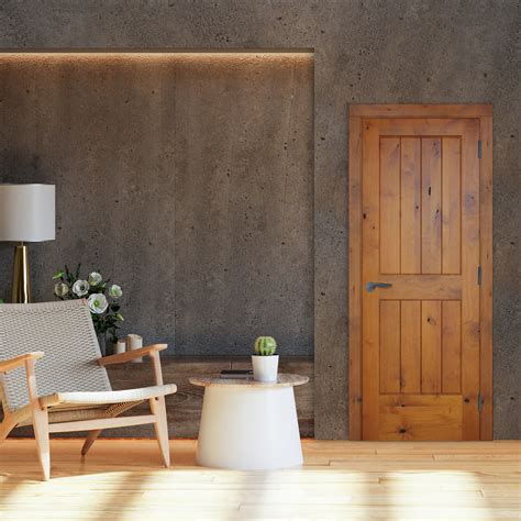 Prefinished 2-Panel V-Groove Knotty Alder | Prehung Interior Swinging ...