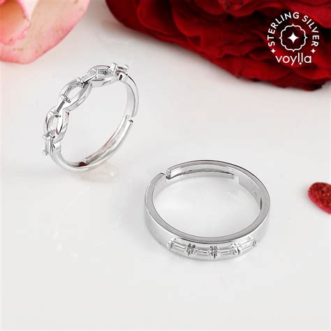 925 Silver Zirconia Ink Design Couple Rings – VOYLLA