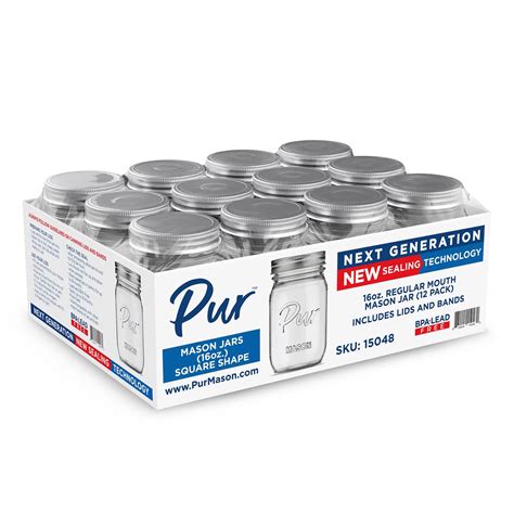 Pur 6028926 16 oz Regular Mouth Mason Jar, Pack of 12 | KLEMS
