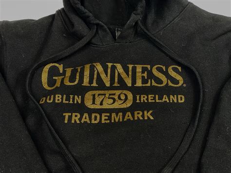 Guinness Hoodie M Official Black Beer Sweatshirt Vint… - Gem