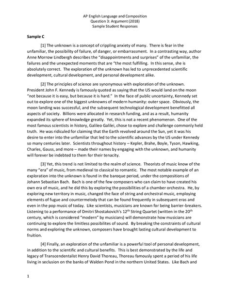 AP English Language and Composition 2018 FRQ 3 Sample ... | Study notes ...