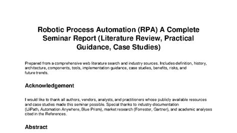 RPA 101: Comprehensive Seminar Report on Robotic Process Automation ...