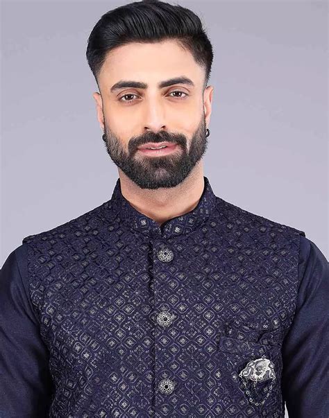 Blue Kurta Jacket with Thread & Sequin Highlighted Work – South India ...