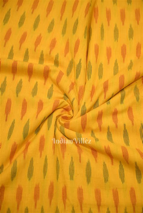 Deep Yellow Pochampally Ikat Cotton Fabric – IndianVillèz