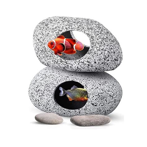 ALMEKAQUZ 2PCS Stackable Aquarium Decoration Rock Caves, Betta Cave ...