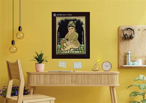 Butter Krishna Tanjore Painting – SANKALP ARTS & CRAFTS