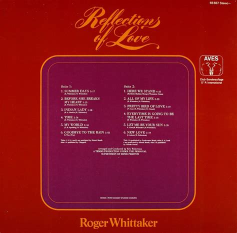 Roger Whittaker. Reflections Of Love – Bertelsmann Vinyl Collection