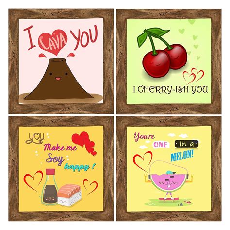 Indianara Set of 4 Funny Love Quotes for Valentine Room Decor Framed ...