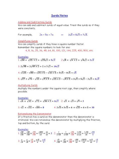 Image result for Surds Math a Level Notes