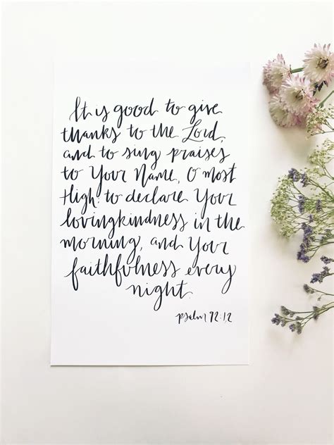 8x10 11x14 Calligraphy Print Psalm 92:1-2 It is good | Etsy