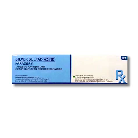 FARADERM Silver Sulfadiazine 1% Topical Cream 30g price in the Philippines | MedsGo Pharmacy