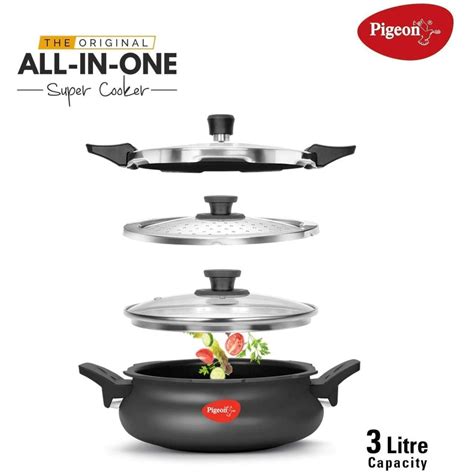 Pigeon All in One Super Cooker Aluminium with Outer Lid Induction and ...