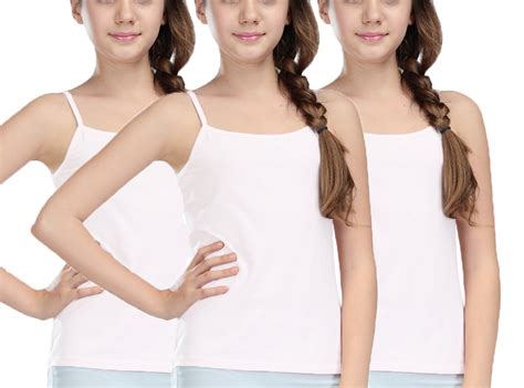 Buy HAP Girls White 100% Cotton Camisole/Slips/Inners/Pack of 3 / Size ...