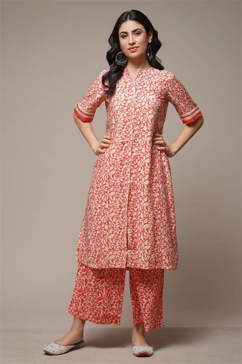 Coral Viscose Straight Printed 2 Piece Set