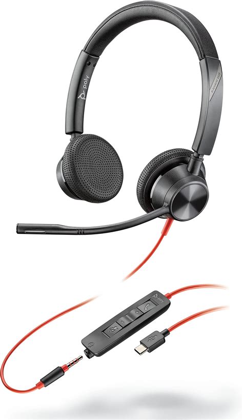 Poly by Plantronics - Blackwire 3325 Wired Stereo On Ear Headset with ...
