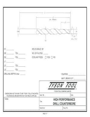 Fillable Online HIGH PERFORMANCE DRILL COUNTERBORE Fax Email Print ...