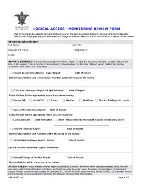 Logical Access - monitoring review Doc Template | pdfFiller