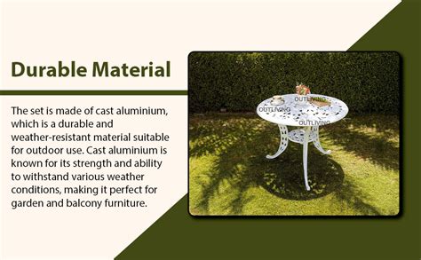 OUTLIVING Cast Aluminium 4 Seater Patio Seating Chair and Table Set for ...