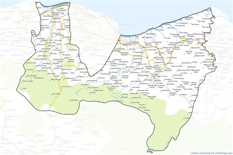Make printable Aceh Utara maps with border masking (cropping) using leaflet (OSM).