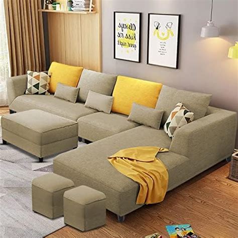 CASASTYLE Minacs 8 Seater Fabric LHS L Shape Sofa Set with 1 Centre ...