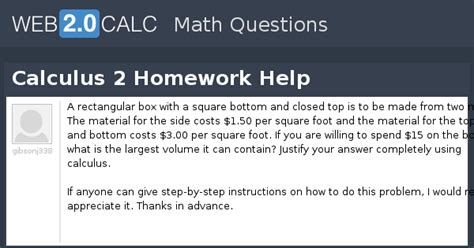 View question - Calculus 2 Homework Help