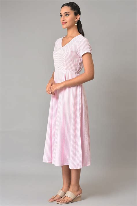 Buy Purple Stripes V-Neck Summer Dress Online for Woman | Shop for Aurelia