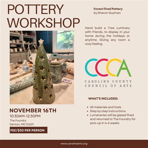 Tree Luminary Pottery Class with Forest Fired Pottery | Caroline County Council of Arts