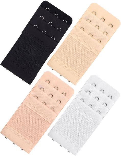 JELIEE 4 PCS Women's Bra Extenders 3 Hooks Stretchy Bra Extension Strap ...