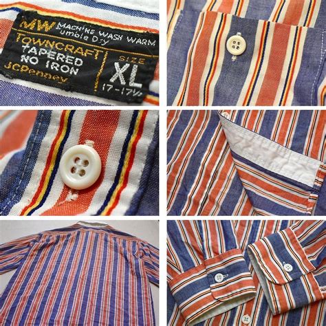 1点物 70sビンテージJCペニー長袖ストライプシャツ古着メンズXL/XXLレディースOKアメカジブランド90sストリート/スポーツMix柄 ...
