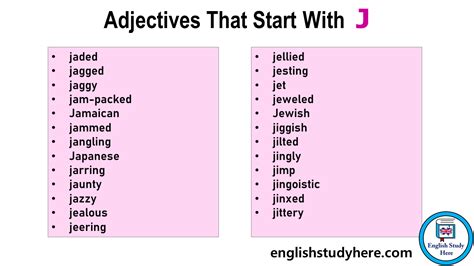 Adjective For Letter J at Lauren Murphy blog