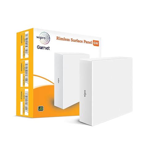 wipro Garnet 6W Rimless Square Led Surface Panel|Neutral White Light ...