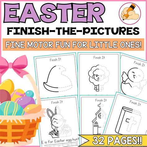 Easter Finish the Picture Worksheets – Homeschool Preschool Shop