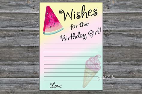 Watermelon wishes for the birthday girl adult birthday party game fun ...