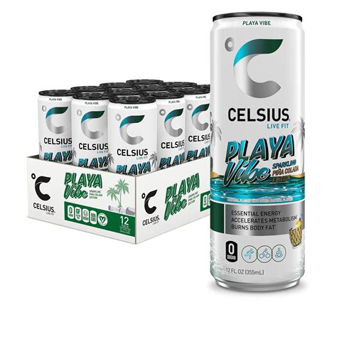 CELSIUS Sparkling Playa Vibe, Functional Energy Drink 12 fl oz (Pack of ...