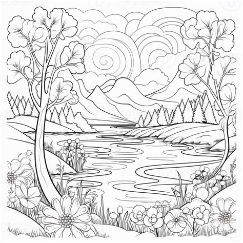 Landscape Coloring Pages 的图像结果