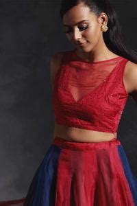 Buy Red 100% Cotton Blouse Chanderi, Lehenga Chanderi, Organza Bridal ...