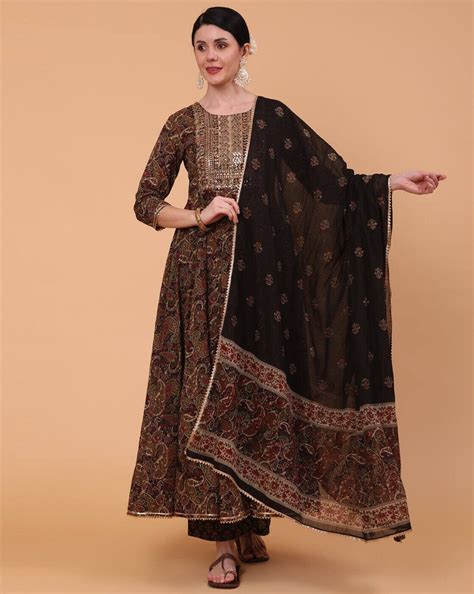 GULMOHAR JAIPUR Paisley Print Flared Kurta Set - Divishaa