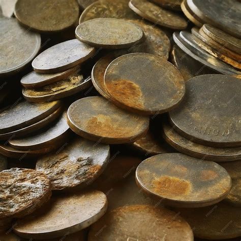 Premium Photo | A pile of tarnished and partially corroded coins