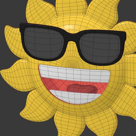Cartoon Sun Smiley Face - 3D Model by Ocstard