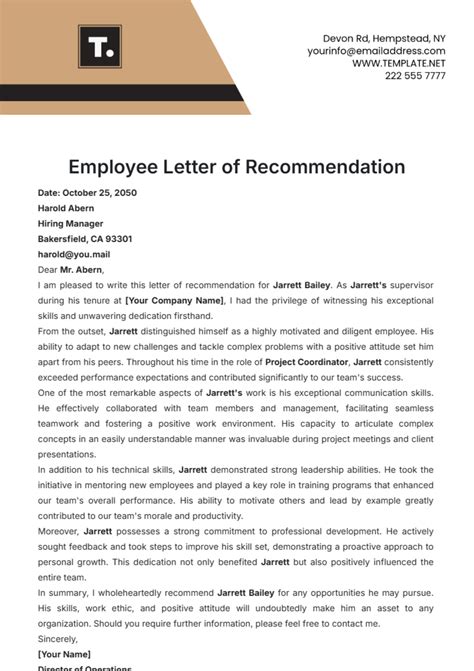 Free Employee Testimonial Letter Template to Edit Online